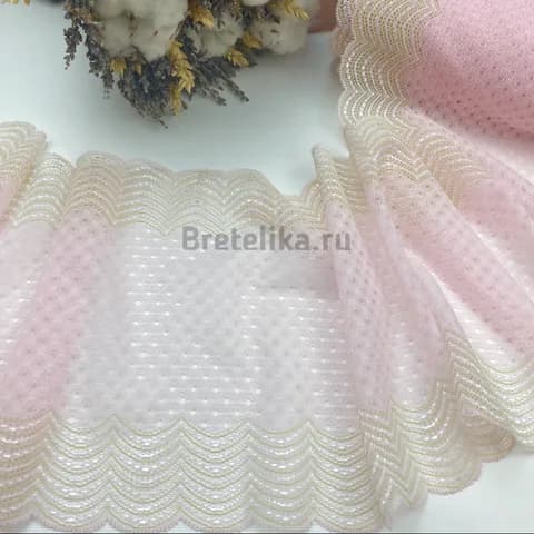 Кружево эластичное розово-зеленое 19 см
