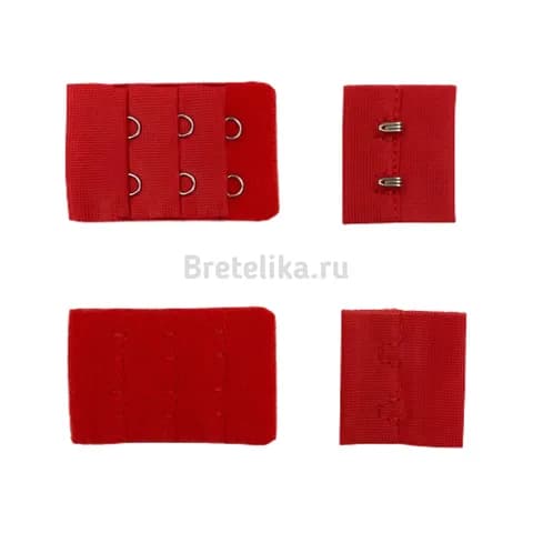 Застежка тканевая, 32 мм, 3*2, красная