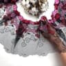 Вышивка на сетке черная с сердечками 22 см 2