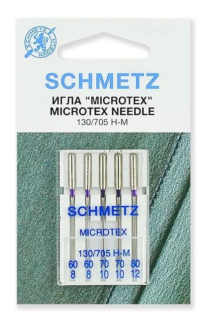 Иглы микротекс Schmetz 130/705H-M № 60(2),70(2),80, уп.5 игл