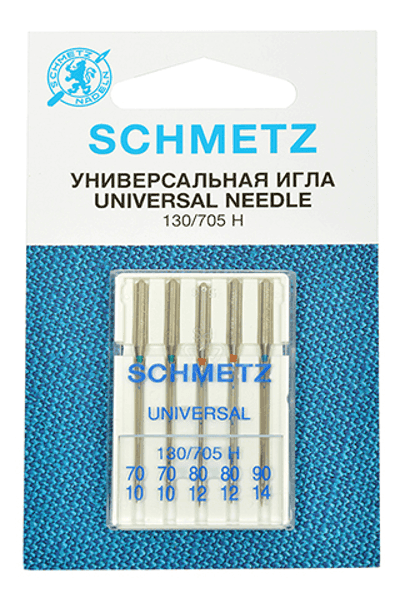 Иглы универсальные Schmetz 130/705H №70(2),80(2),90, уп.5 игл